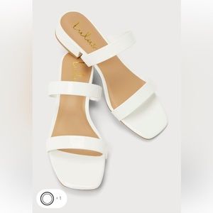 Brio White Patent Slide Sandals